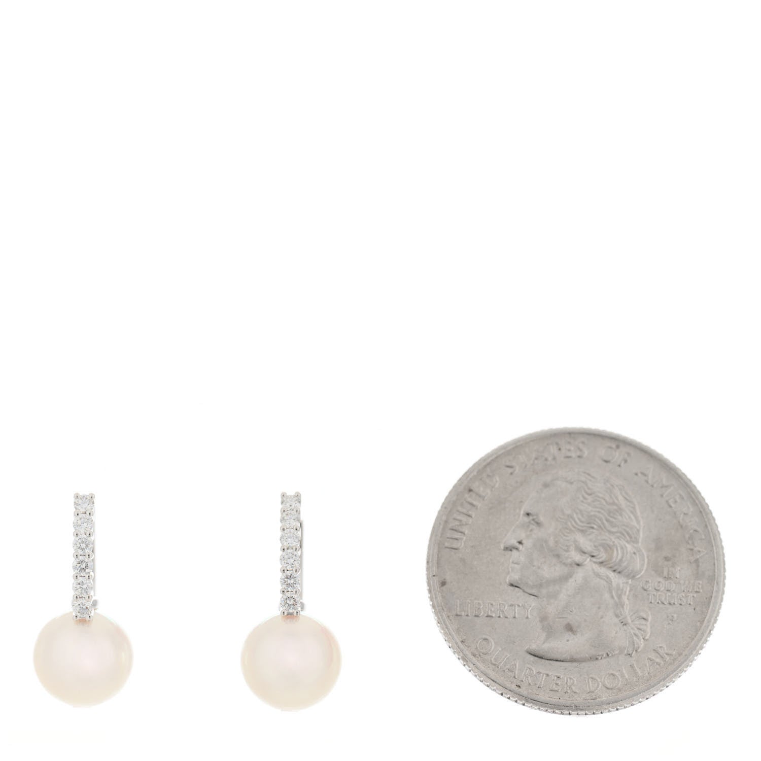 Mikimoto 18K White Gold Diamond Akoya Pearl 8mm Classic Elegance Huggie Earrings 2 of 5