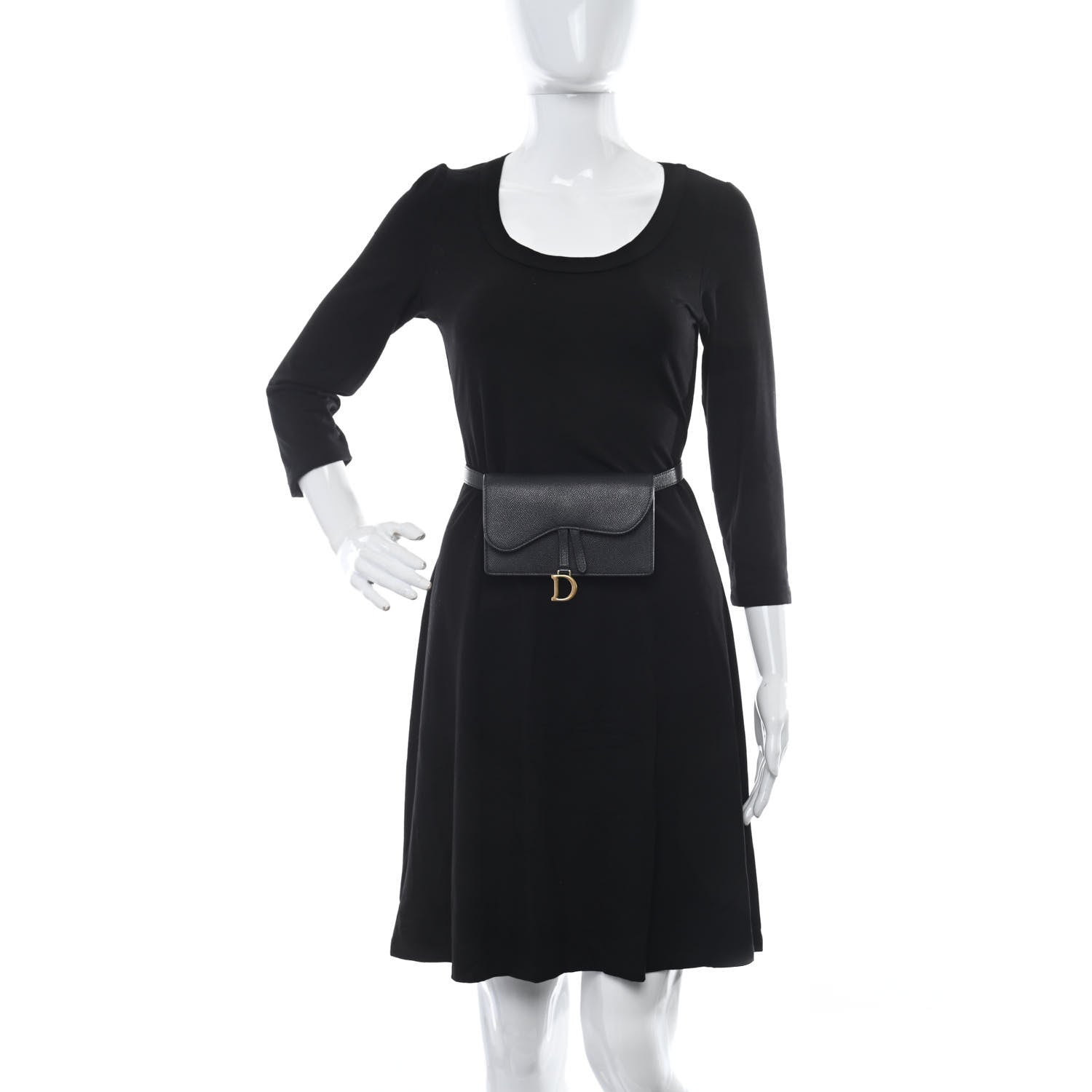 Christian Dior Grained Calfskin Saddle Belt Bag Black 2 of 9
