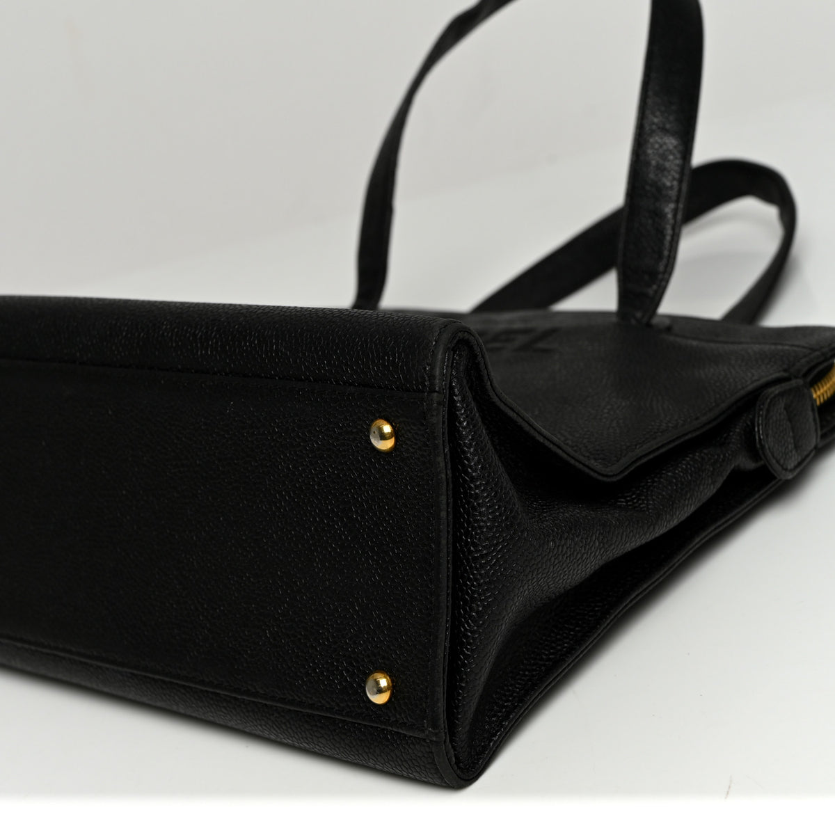 Caviar Embroidered Logo Shoulder Bag Black