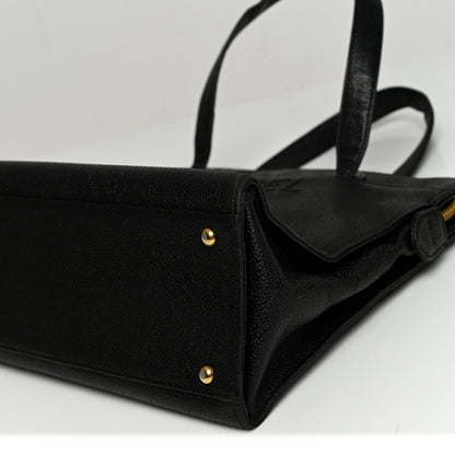 Chanel Caviar Embroidered Logo Shoulder Bag Black 10 of 11