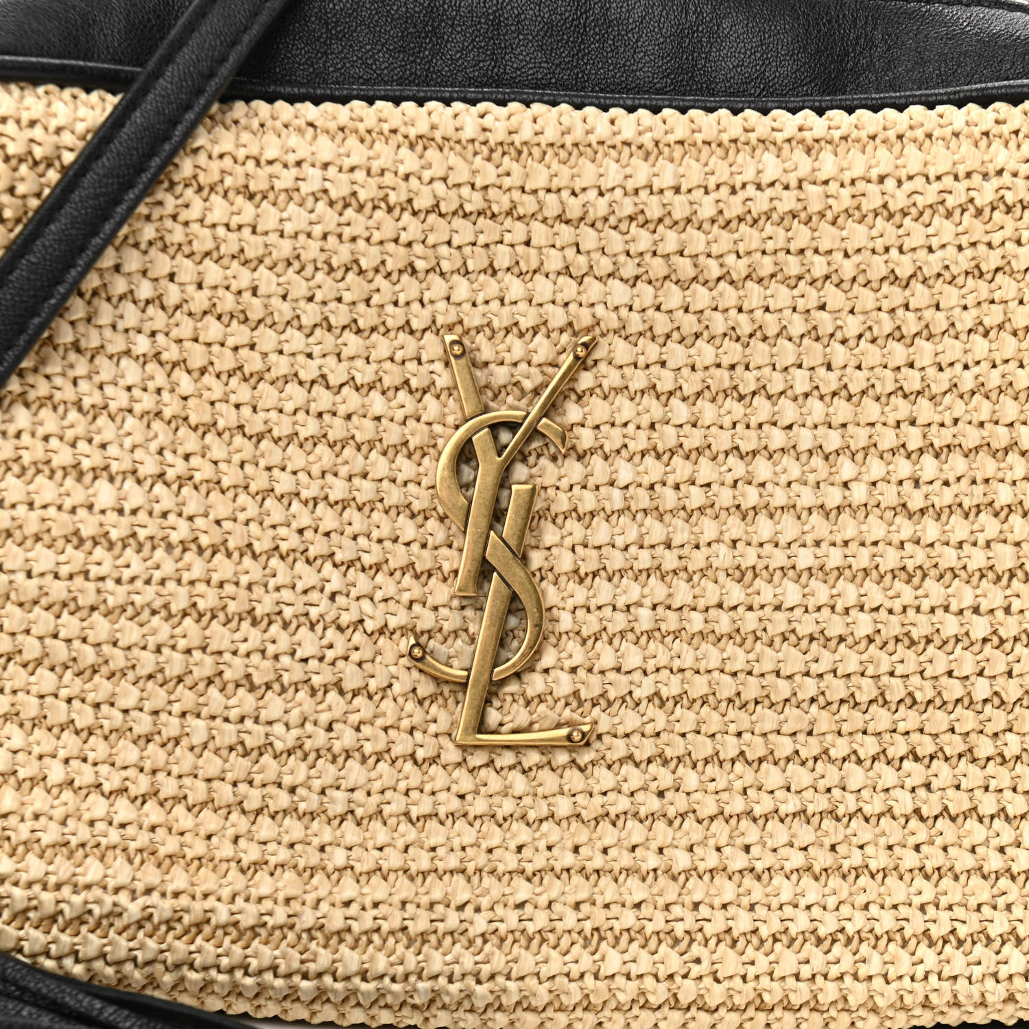 Saint Laurent Raffia Canvas Monogram Lou Camera Bag Beige Black 8 of 11