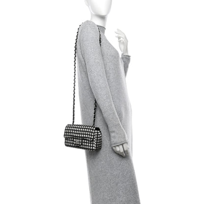 Chanel Ribbon Tweed Mini Rectangular Flap Black Ivory 2 of 11