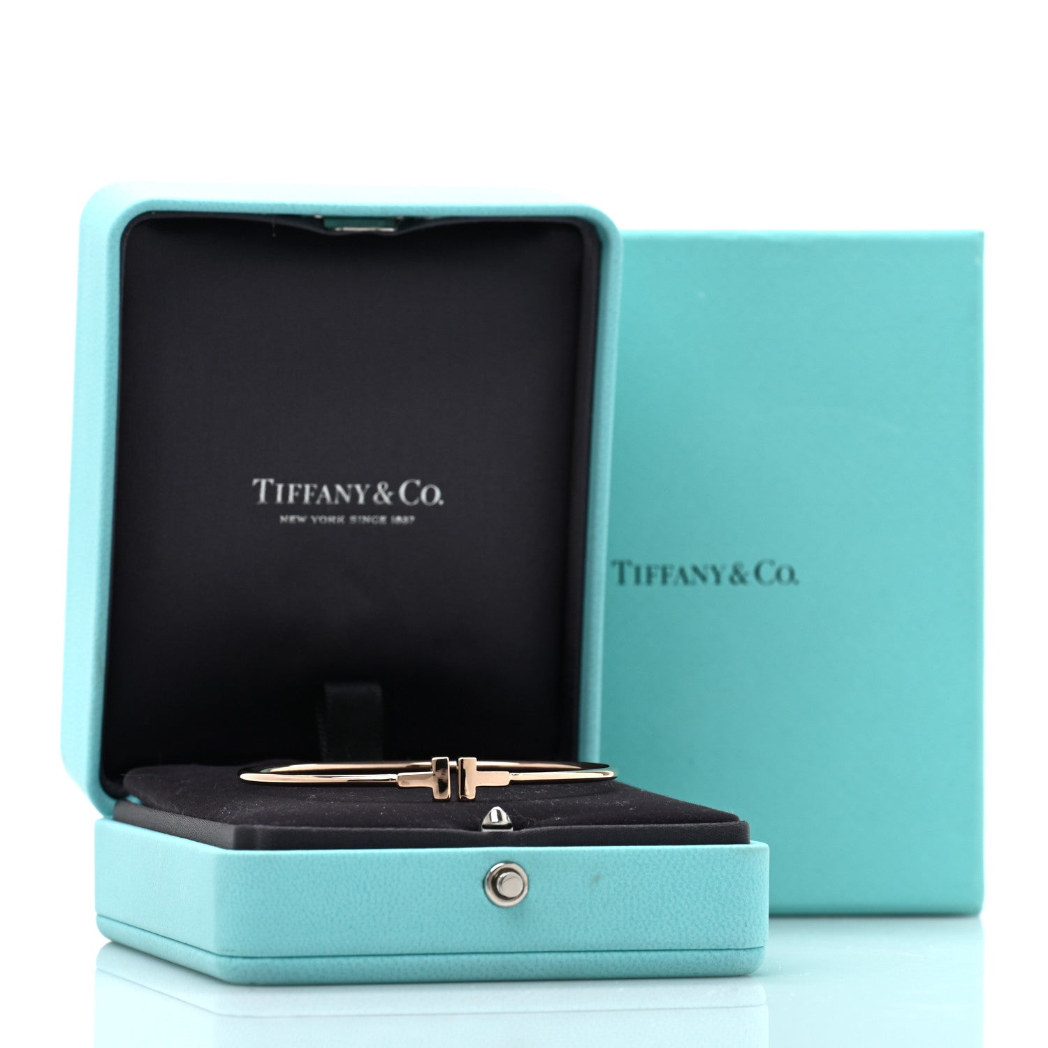 Tiffany 18K Rose Gold Narrow T Wire Bracelet 4 of 4