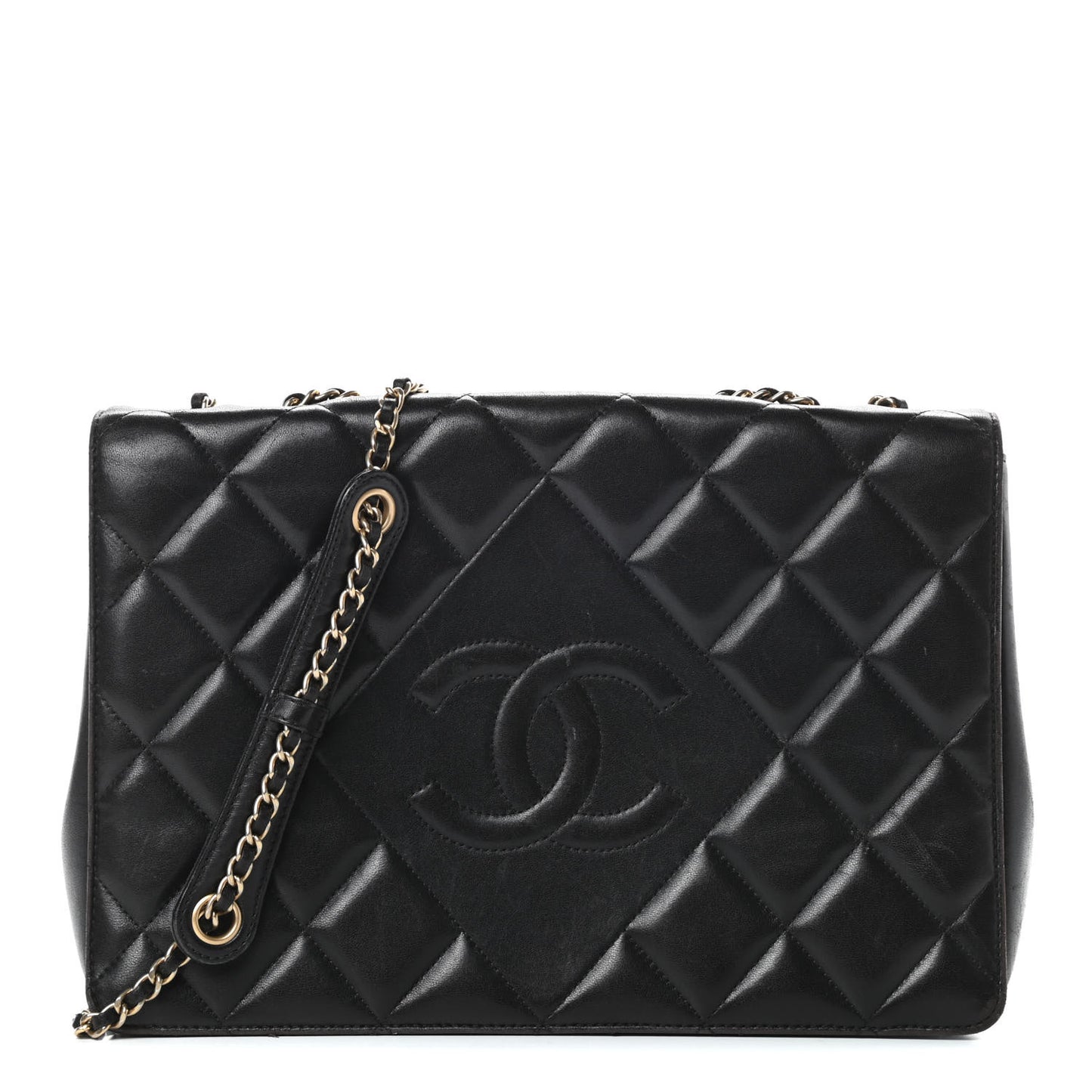 Lambskin Quilted Medium Diamond CC Flap Black