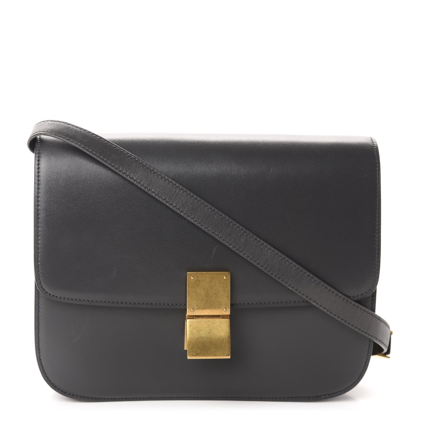 Smooth Calfskin Medium Classic Box Flap Bag Anthracite