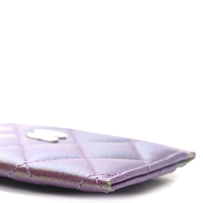 Chanel Iridescent Lambskin Quilted Card Holder Purple 10 of 11
