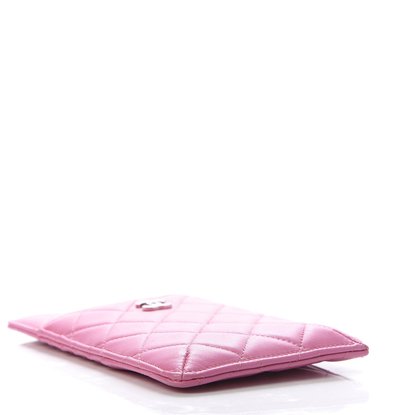 Lambskin Quilted Classic Flat Wallet Pouch Pink