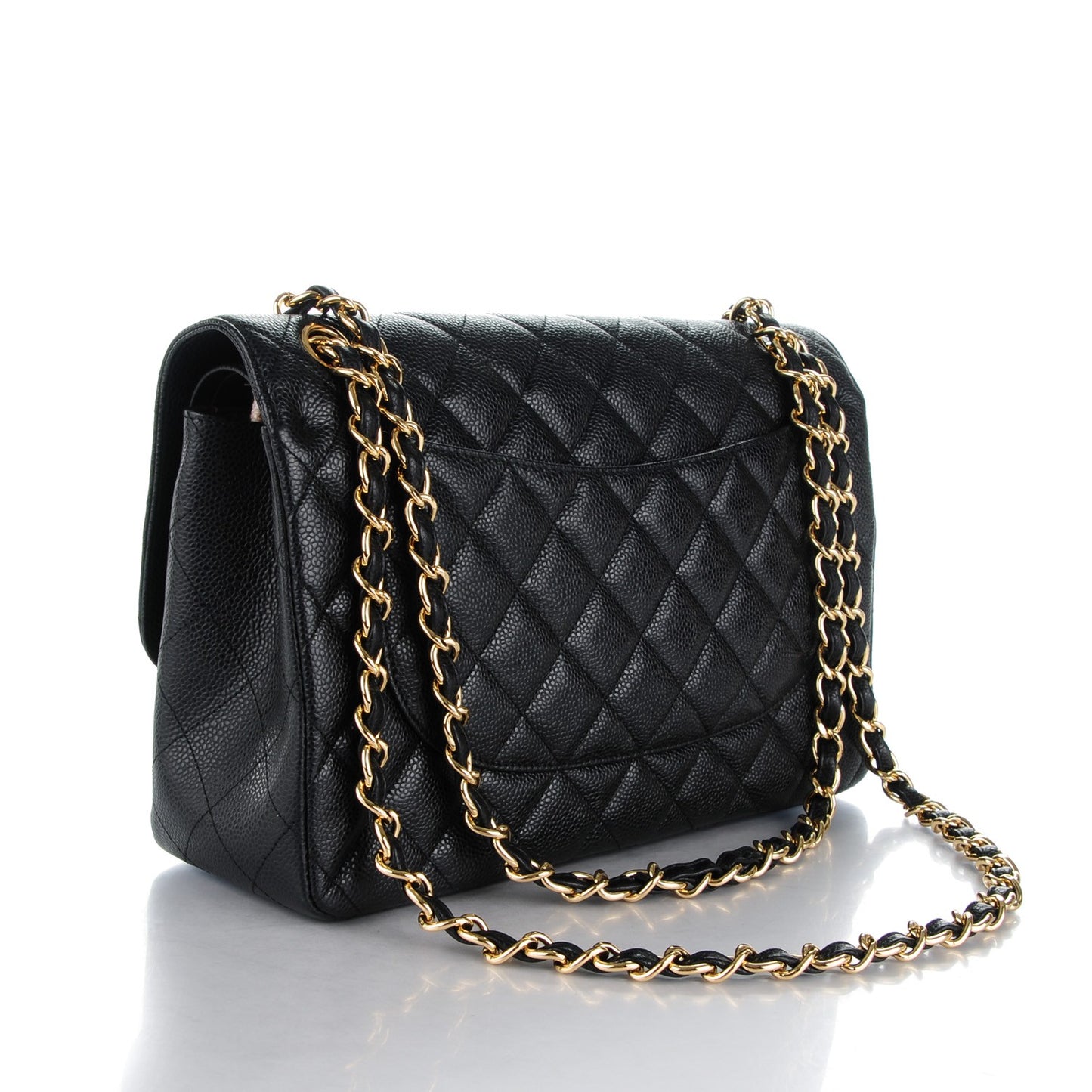 Caviar Quilted Jumbo Double Flap Black