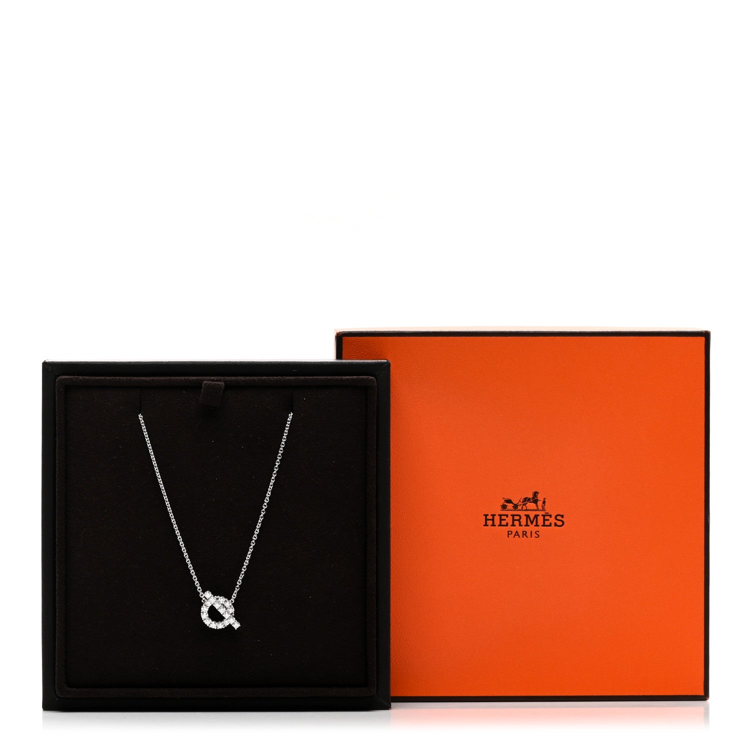 Hermes 18K White Gold Diamond Finesse Pendant Necklace 5 of 5