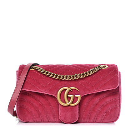 Gucci Velvet Matelasse Small GG Marmont Shoulder Bag Light Raspberry Rose 1 of 11