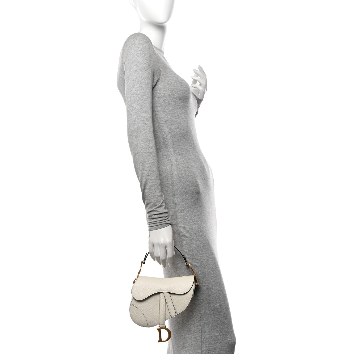 Christian Dior Grained Calfskin Mini Saddle Bag White 2 of 11