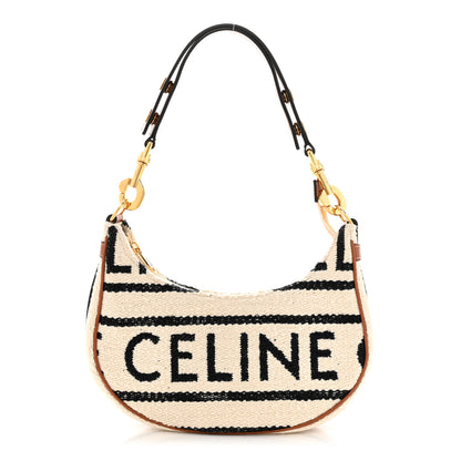 Celine Textile Medium Ava Shoulder Bag White Black 1 of 12