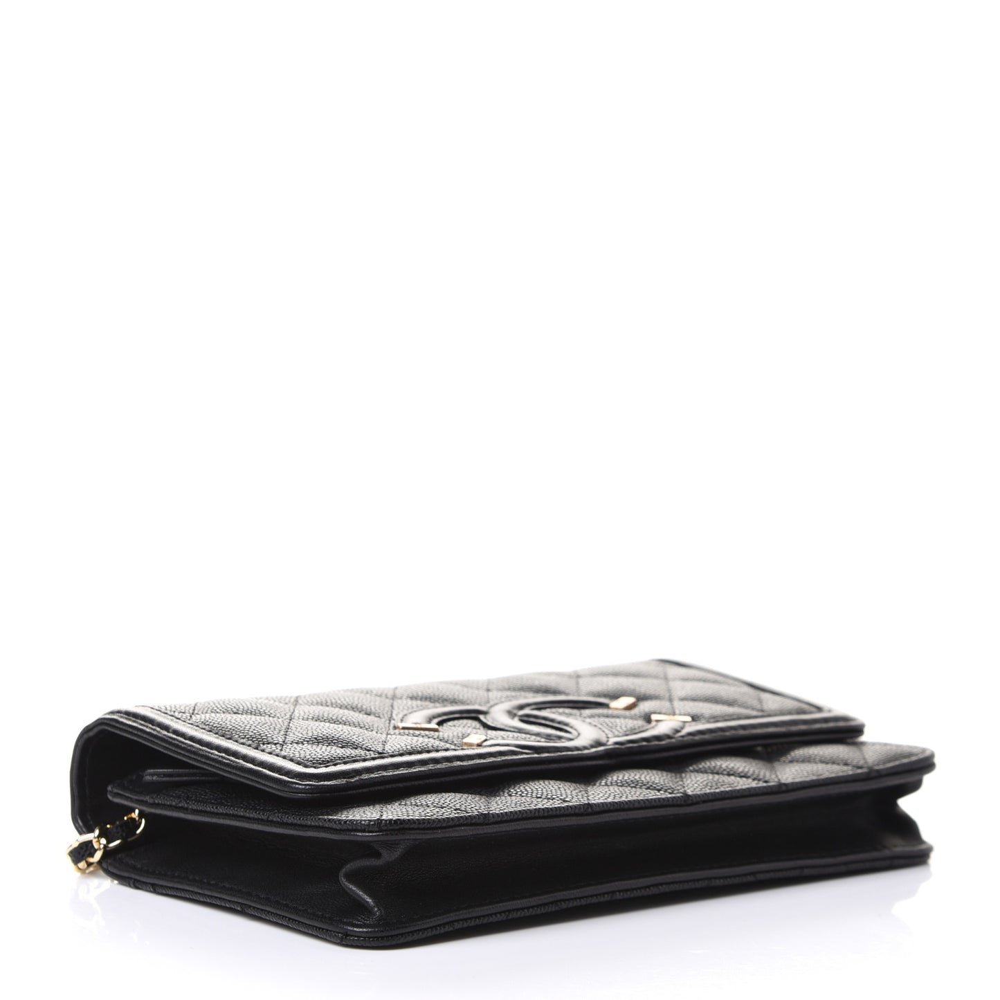Caviar Quilted CC Filigree Wallet On Chain WOC Black