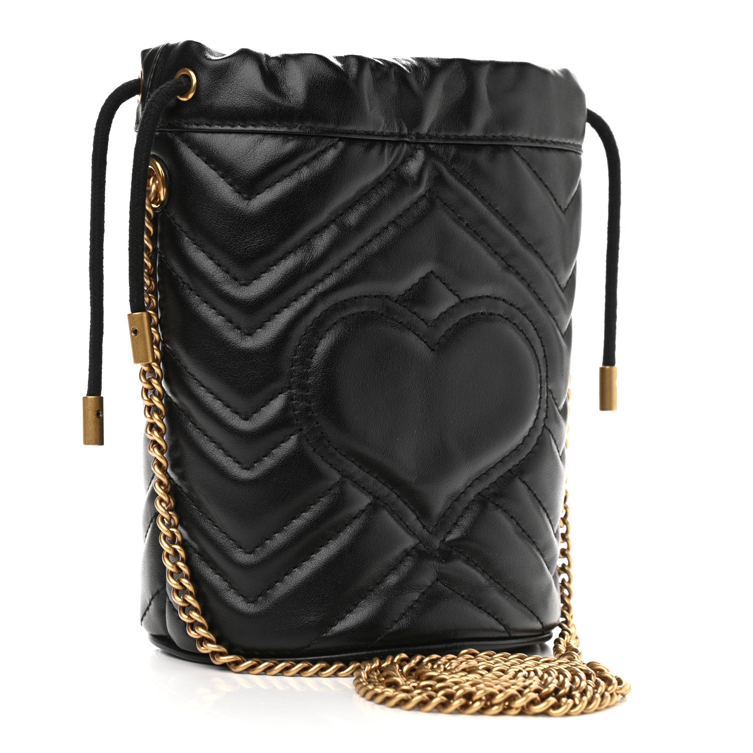 Gucci Calfskin Matelasse Mini GG Marmont 2.0 Bucket Bag Black 3 of 9