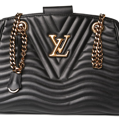Louis Vuitton Calfskin New Wave Chain Tote Black 6 of 11