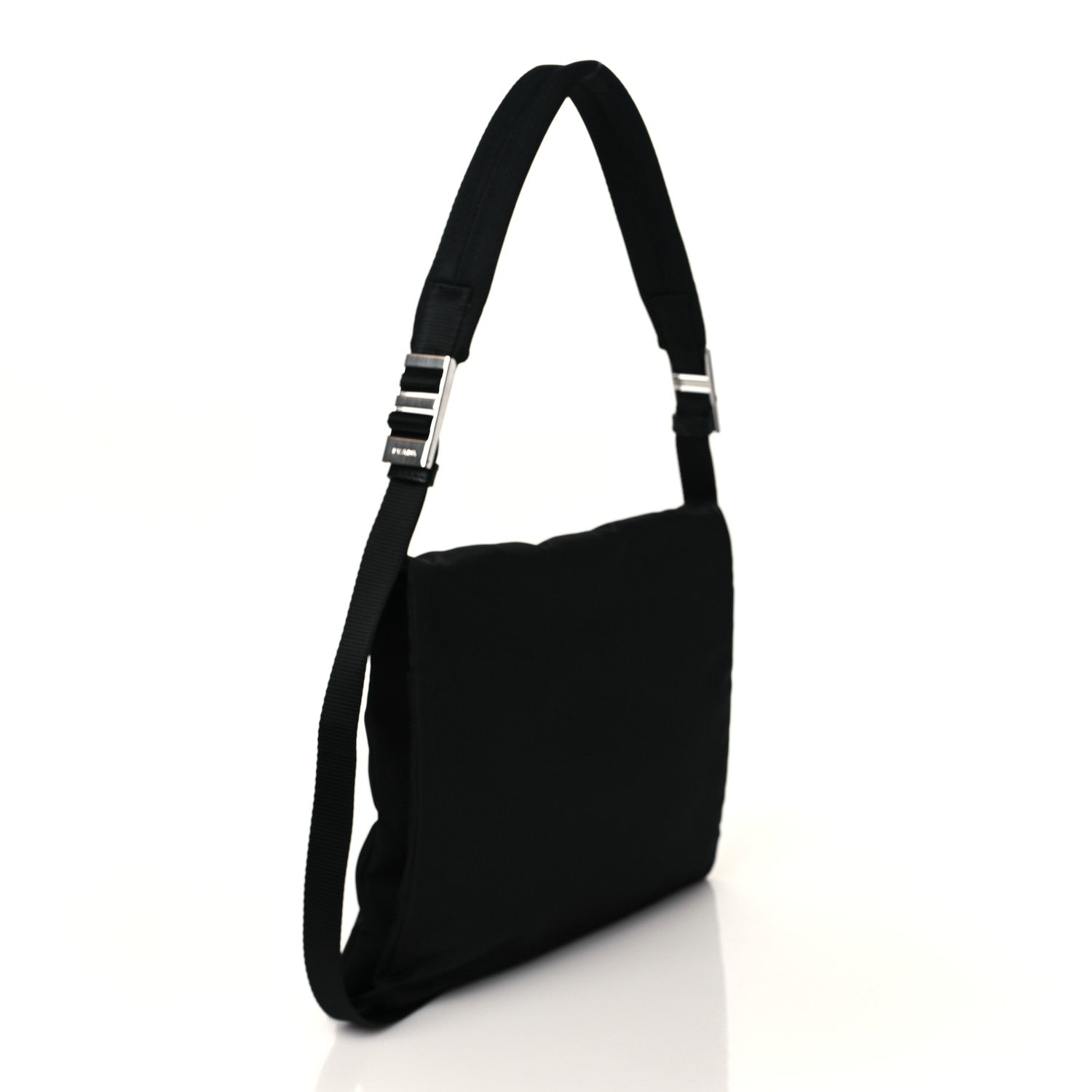 Prada Tessuto Nylon Flat Flap Messenger Bag Black 3 of 9