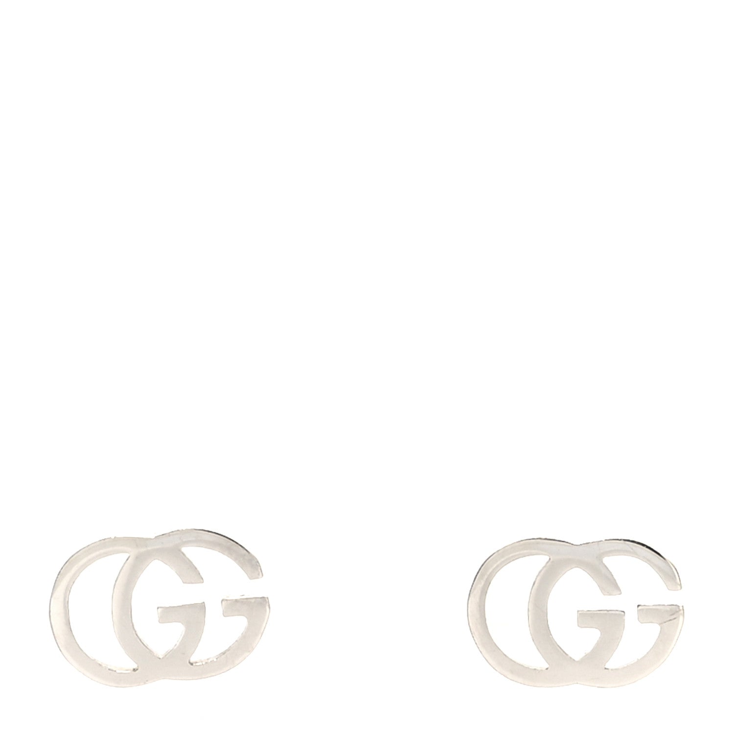 Gucci 18K White Gold GG Tissue Stud Earrings 1 of 5