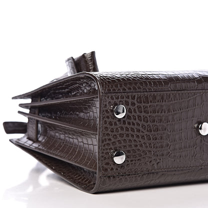 Saint Laurent Calfskin Crocodile Embossed Nano Sac De Jour Dark Brown 5 of 10