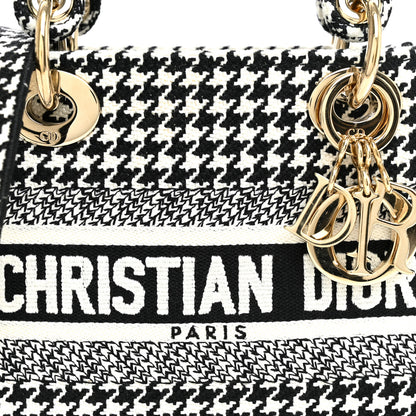 Christian Dior Canvas Houndstooth Embroidered Mini Lady D-Lite Black White 7 of 10