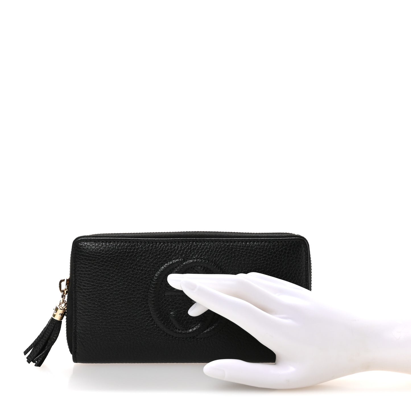 Pebbled Calfskin Soho Zip Around Wallet Black