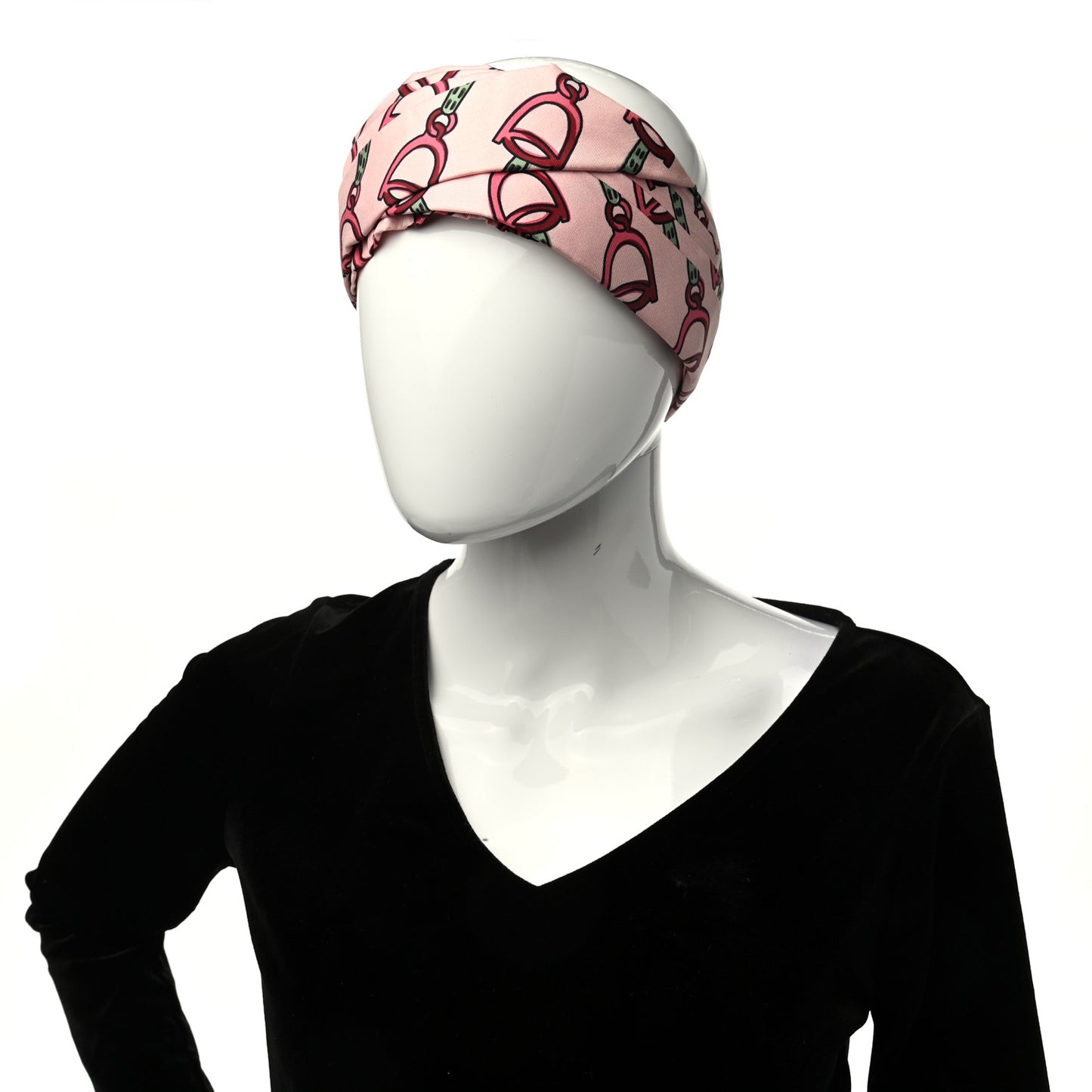 Silk Stirrup Print Headband M Pink