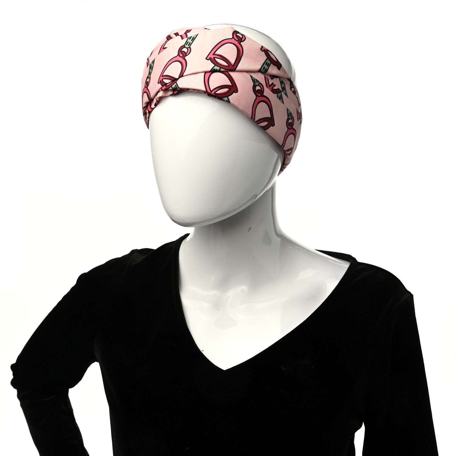 Gucci Silk Stirrup Print Headband M Pink 2 of 5