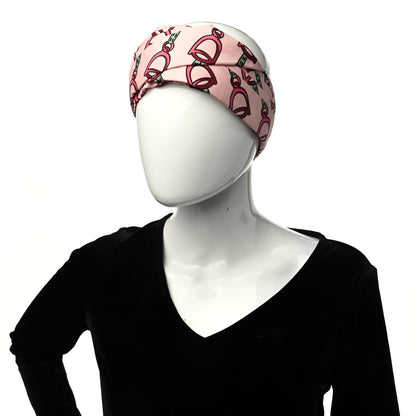 Gucci Silk Stirrup Print Headband M Pink 2 of 5