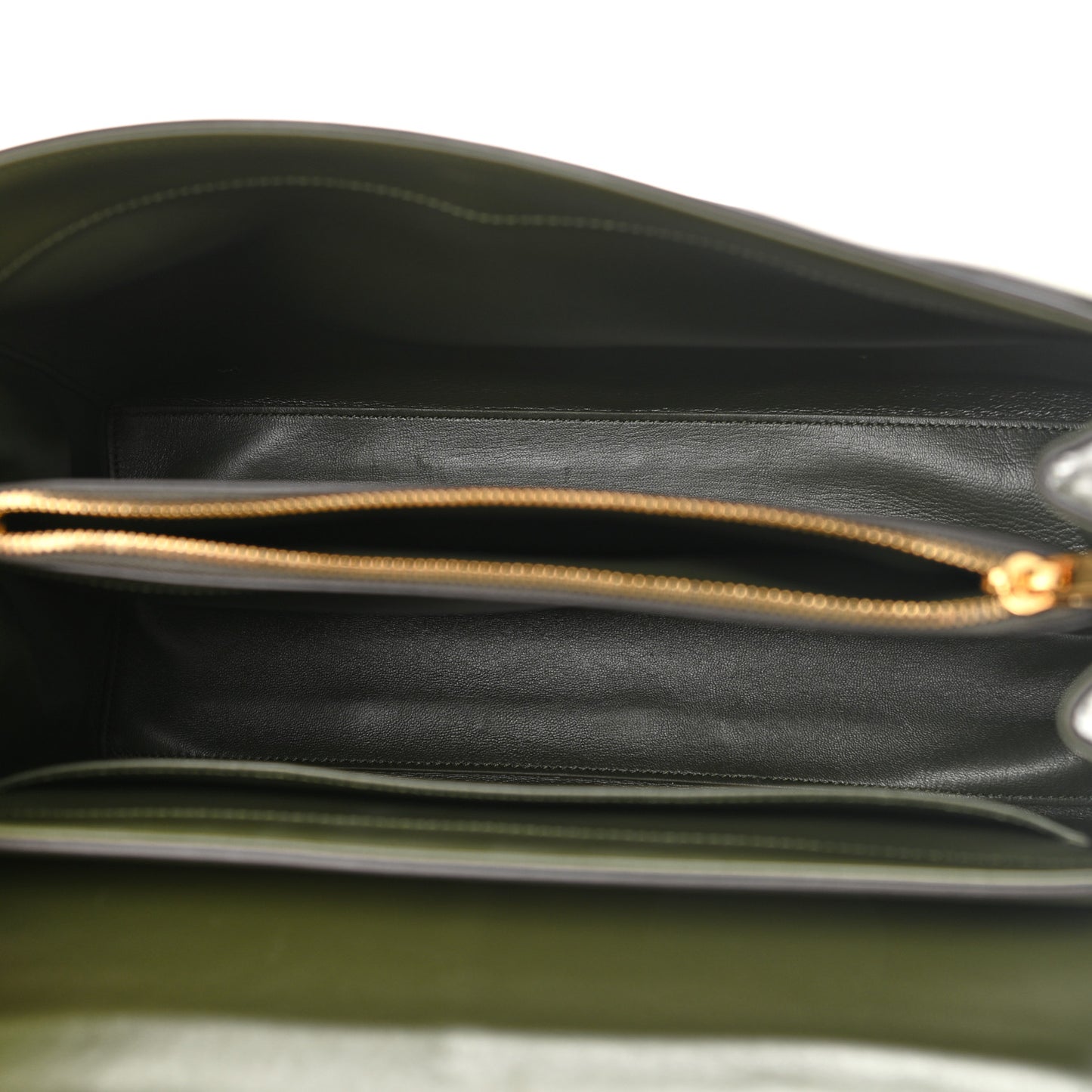 Satinated Calfskin Medium 16 Top Handle Bag Khaki