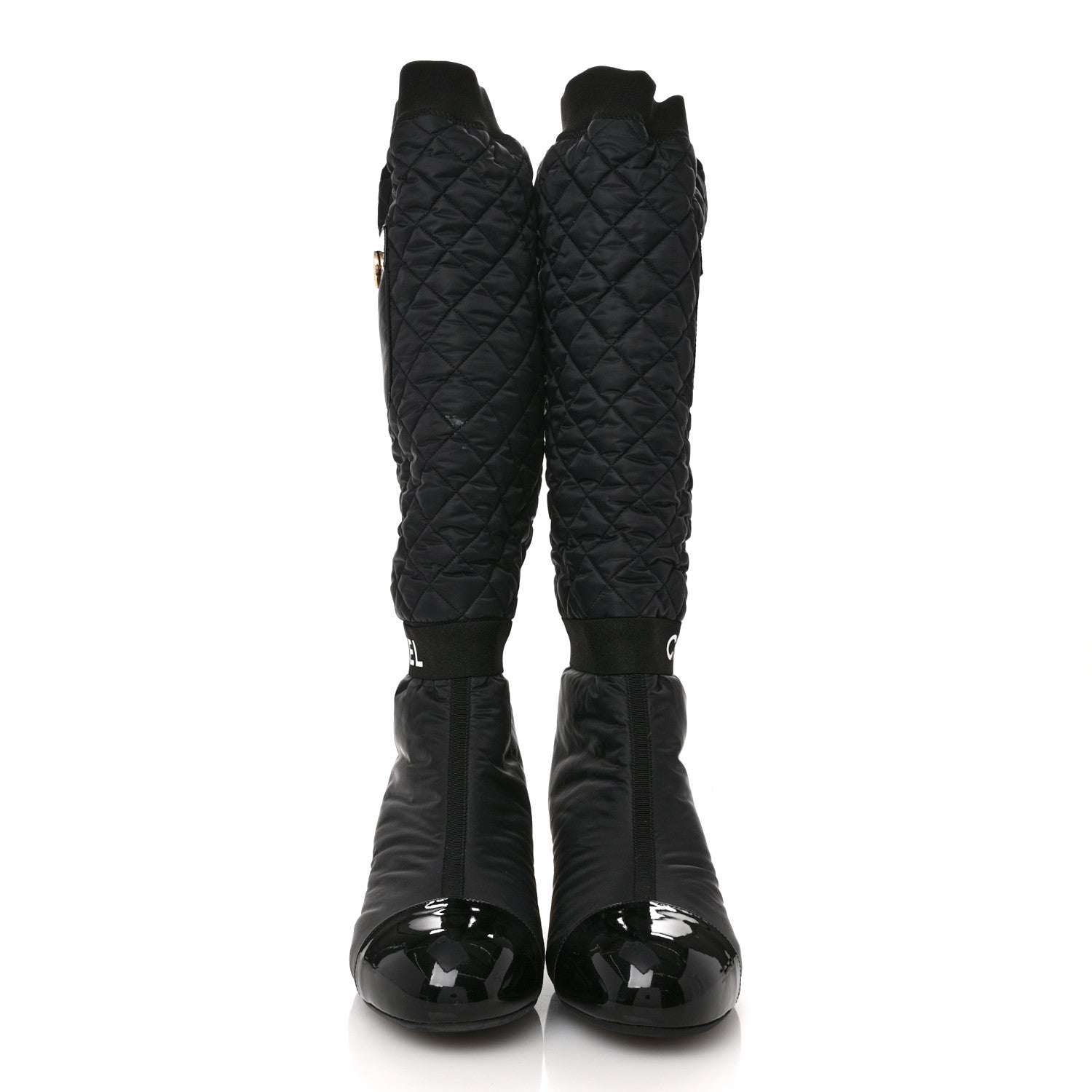 Chanel Mixed Fibers Lambskin Patent Calfskin Convertible High Boots 41 Black 2 of 10