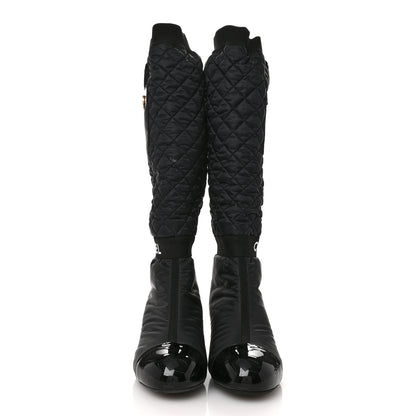 Chanel Mixed Fibers Lambskin Patent Calfskin Convertible High Boots 41 Black 2 of 10