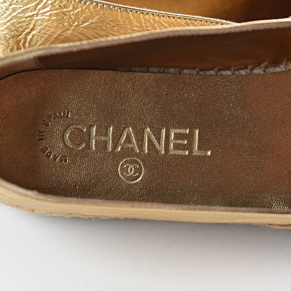 Chanel Metallic Lambskin Grosgrain CC Espadrilles 39 Gold Black 6 of 10
