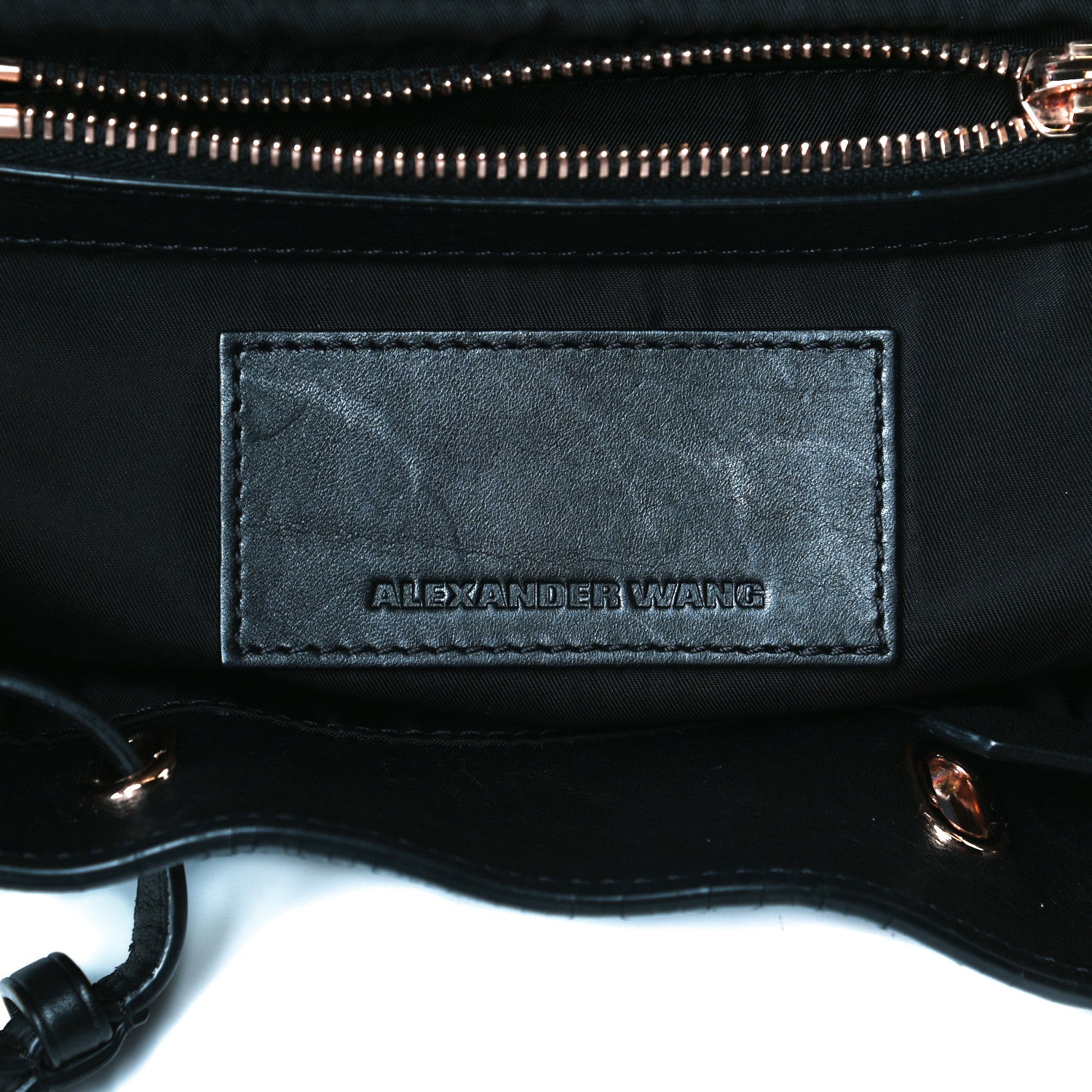 Alexander Wang Pebbled Calfskin Prisma Skeletal Backpack Black Rose Gold Hardware 6 of 13