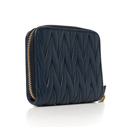 Miu Miu Nappa Matelasse Zip Around Compact Wallet Navy 3 of 6