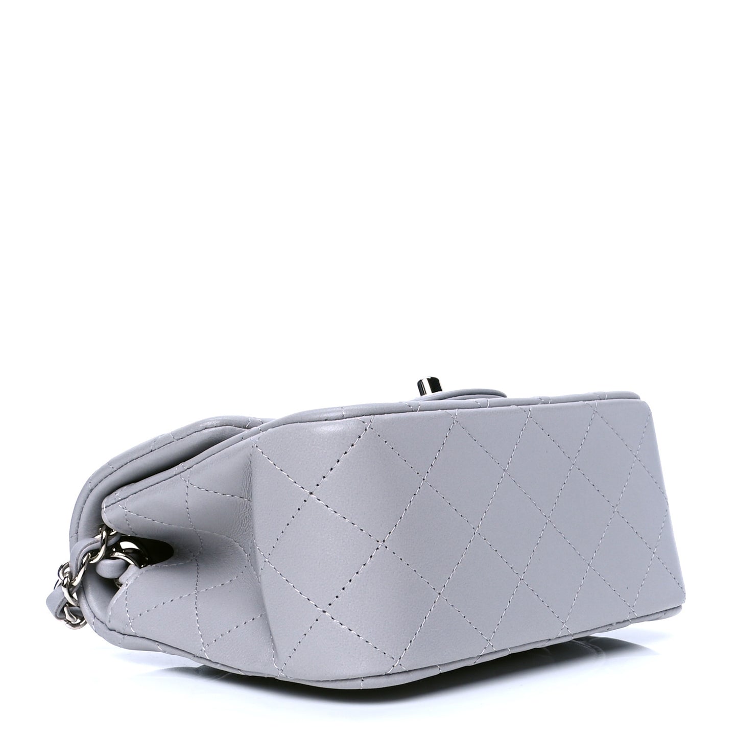 Lambskin Quilted Mini Square Flap Light Grey