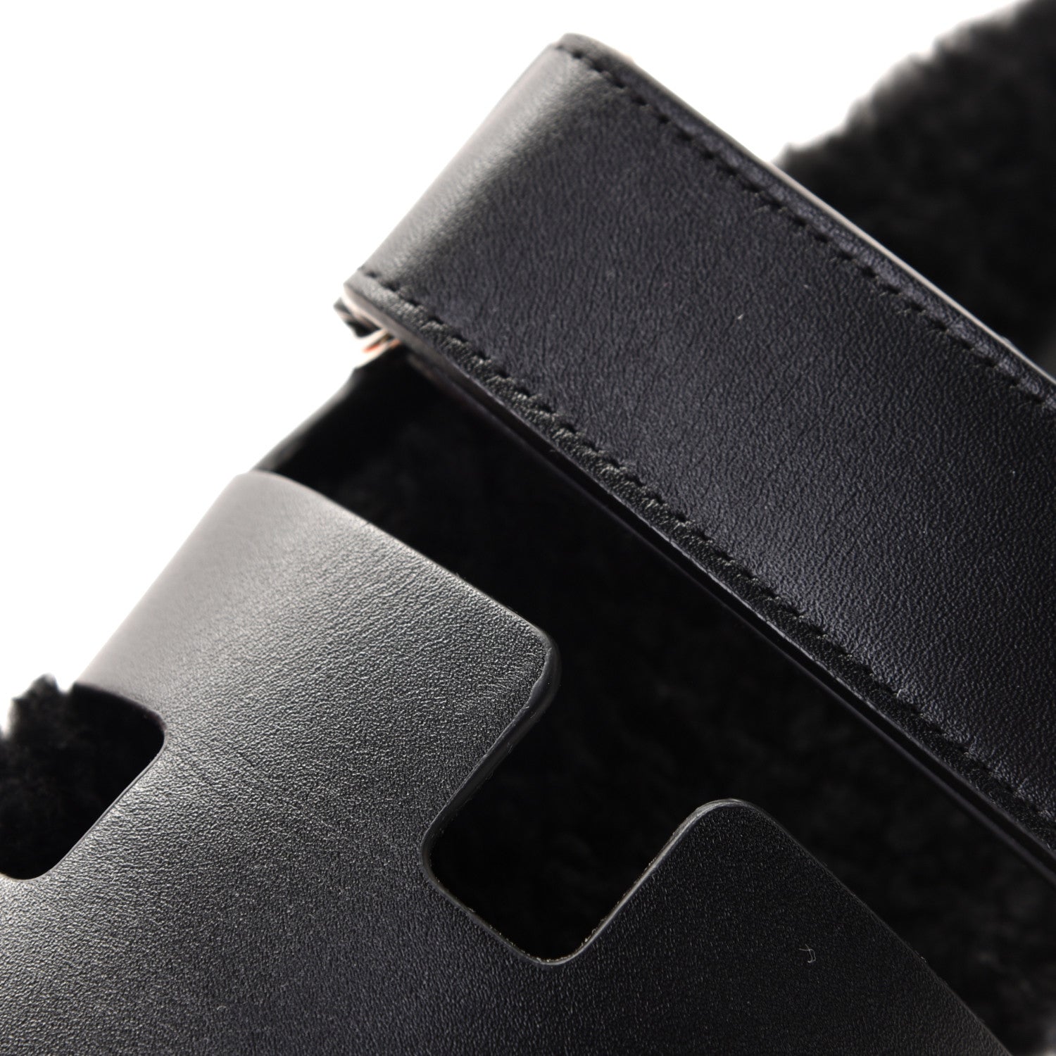 Hermes Calfskin Woolskin Womens Chypre Sandals 36 Black 12 of 12