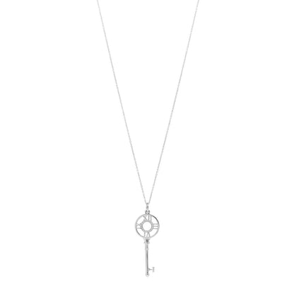 Tiffany 18K White Gold Diamond Atlas Key Pendant Necklace 1 of 4