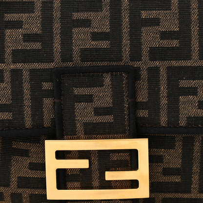 Fendi Fabric Jacquard FF 1974 Medium Baguette Tobacco Moro Black 7 of 9