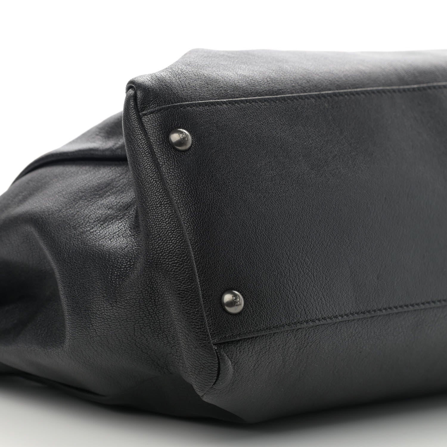 Fendi Goatskin Zucca Large Peekaboo Iconic Satchel Black Tobacco 10 of 12