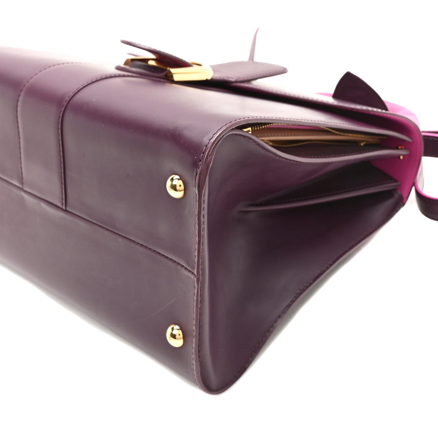 Delvaux Box Calfskin MM Brillant Satchel Deep Purple Pink 9 of 9