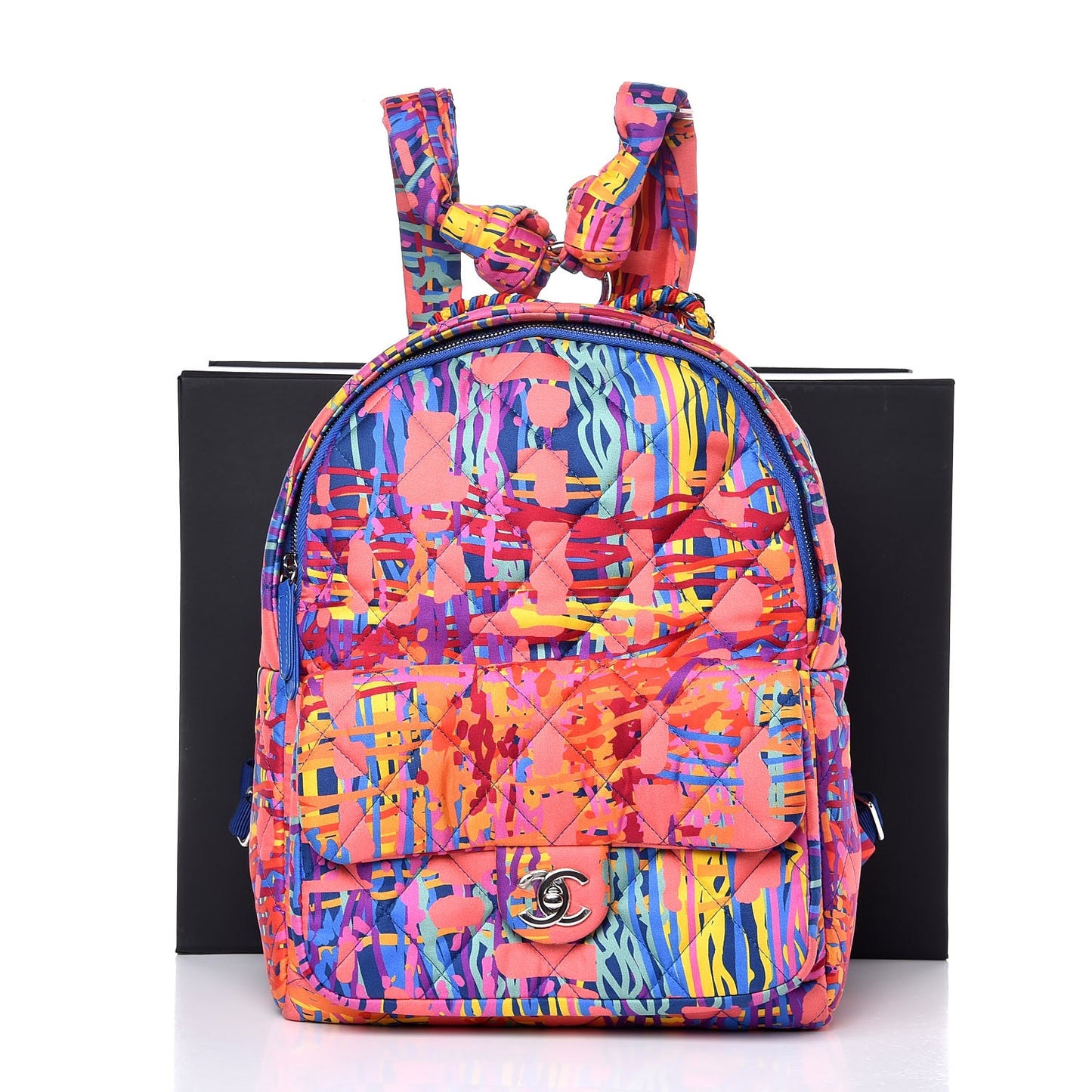 Foulard Fabric Quilted Printed Backpack Pink