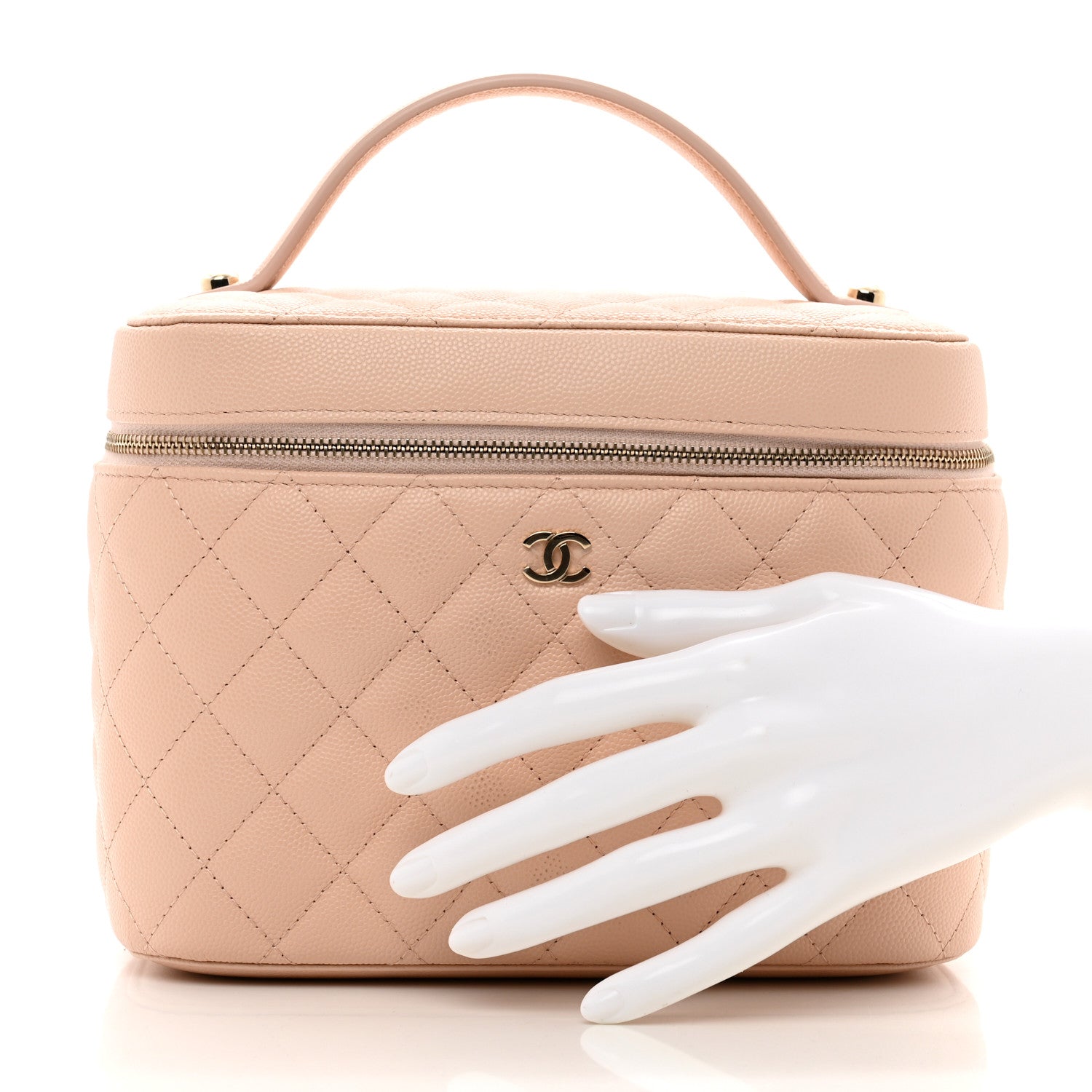 Chanel Caviar Quilted Large Vanity Pouch Light Beige 2 of 8