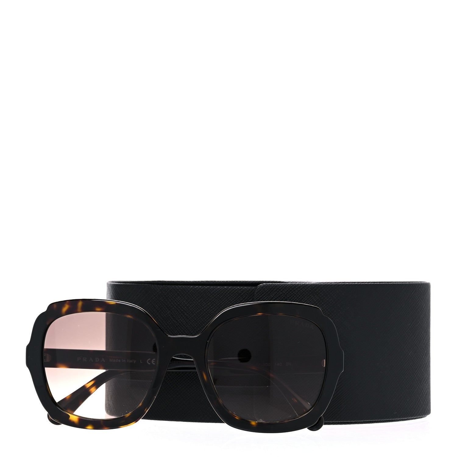 Prada Tortoise Shell Round Sunglasses SPR 16U Black 9 of 9