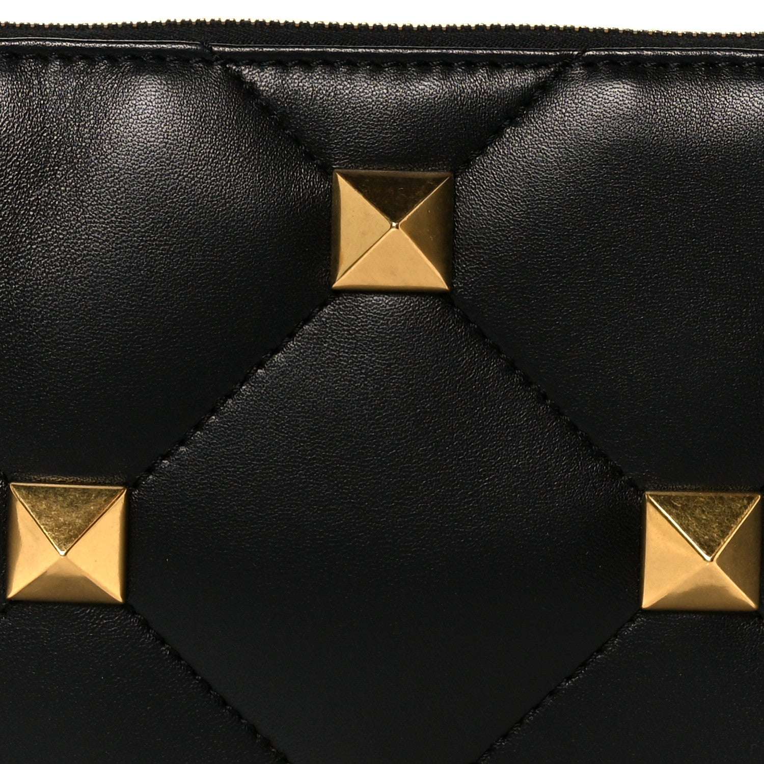 Valentino Garavani Nappa Quilted Roman Stud Zip Pouch Black 7 of 10