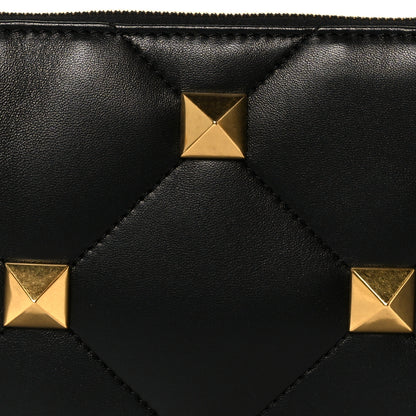 Valentino Garavani Nappa Quilted Roman Stud Zip Pouch Black 7 of 10