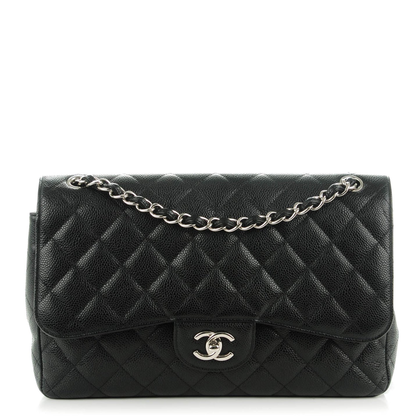 Caviar Quilted Jumbo Double Flap Black