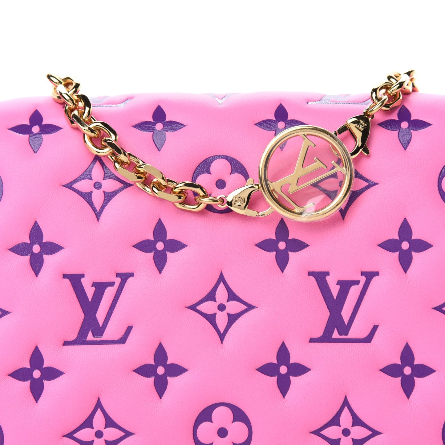 Lambskin Embossed Monogram Vuittamins Pochette Coussin Rose Violet