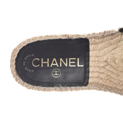 Chanel Lambskin Quilted CC Espadrille Slip On Sandals 35 Black 8 of 11