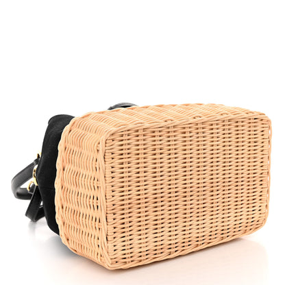 Prada Wicker Canvas Saffiano Bucket Bag Black 4 of 9