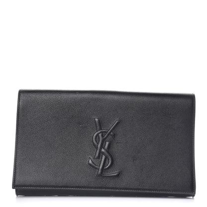 Saint Laurent Calfskin Monogram Large Belle De Jour Clutch Black 1 of 10