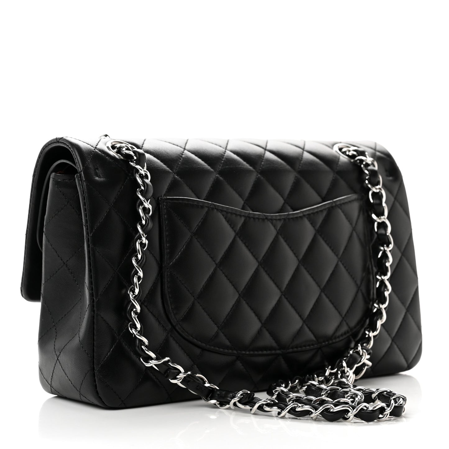 Lambskin Quilted Medium Double Flap Black